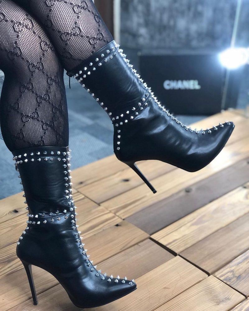 Leather Ankle Boots - Black / Cognac